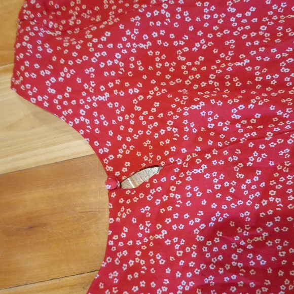 Reformation Saskia Red Ditsy Floral Maxi Dress Size Small Made In California - Picture 12 of 12